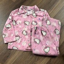 Y2K 2005 Hello Kitty Kids Pajama Set Pink Cute Two Piece Size Small 6/6X 