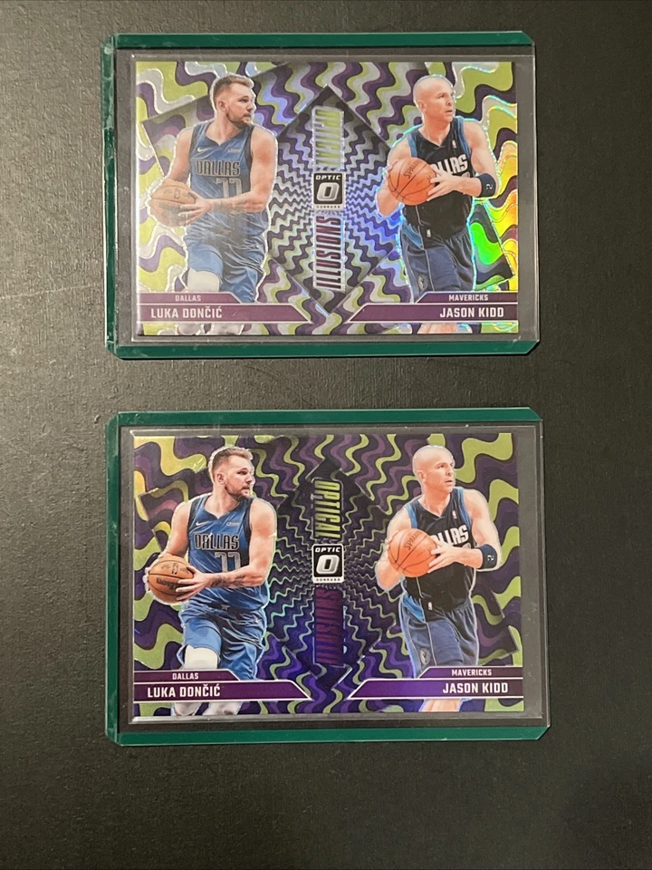 2024-25 Panini Donruss - Ilusiones ópticas Luka Doncic y Jason Kidd púrpura + holograma Foto 3 de 3