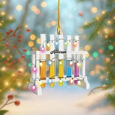 Personalized Science Tube Christmas Ornament, Scientist Gift for Lab Lovers