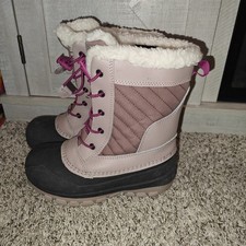 All in Motion Kids' Skylar Lace-Up Winter Boots in a Mauve  Black Girls Size 13