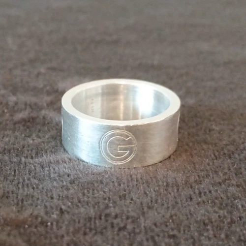 Vintage GUCCI G Logo Cut-out Ring Sterling Silver 925 US 7 Size Made Italy