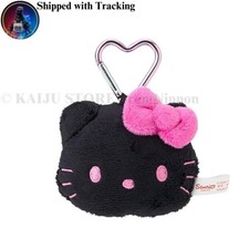 Sanrio Hello Kitty Face Mascot Holder Plush Keychain Black 8 3.5 7cm Japan
