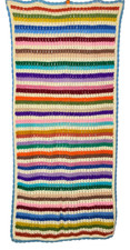 Vintage 1940s wool rainbow striped afghan throw blanket accent colorful wrap