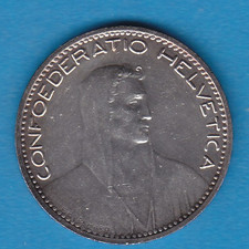1923-B Switzerland 5 Frances Uncirculated Silver Coin (Nice Tone)