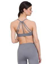 CAPEZIO Strappy Bra Top, Grey Adult Small