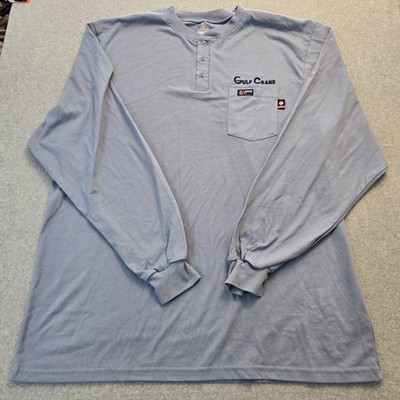 Lapco FR Shirt Mens 3XL Blue Flame Resistant Henley Long Sleeve CAT 2 Gulf Crane