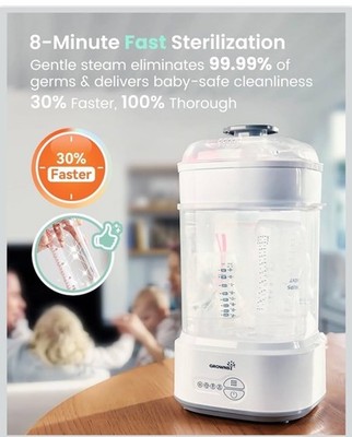Grownsy Bottle Sterilizer and Dryer Model LS-BE916, Compact 