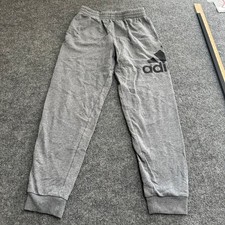 Adidas Sweatpants Boys Size L 14/16 Gray Joggers Big Logo Athletic Casual Pants