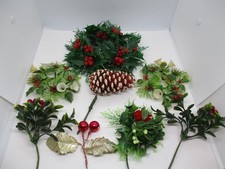 Various MCM Vintage Plastic Holly Berry Picks/Sticks/Candle Rings