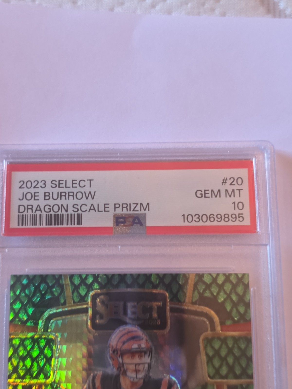 2023 Select Joe Burrow  Deagon Scale /70 Prizm #20 Gem Mint PSA 10 view 3