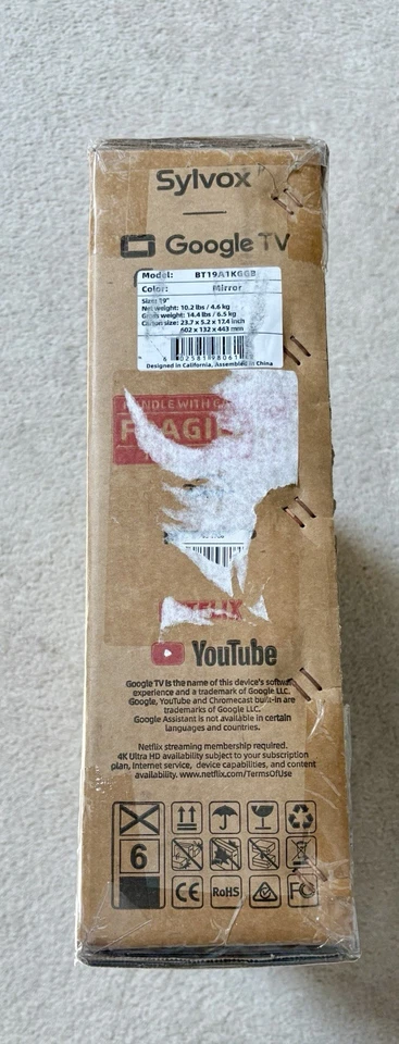 New Sylvox 19'' TV Mirror Bathroom IP66 Waterproof 1080p Smart TV Wall Mount Box - Image 3 of 4