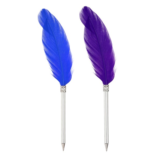 Federkugelschreiber 2 StüCk, Schwarz/Blau-Lila, FüR BüRo/Hochzeit-image