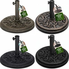 CAST IRON ROUND UMBRELLA PARASOL BASE STAND PATIO OUTDOOR GARDEN HEAVY DUTY ROSE
