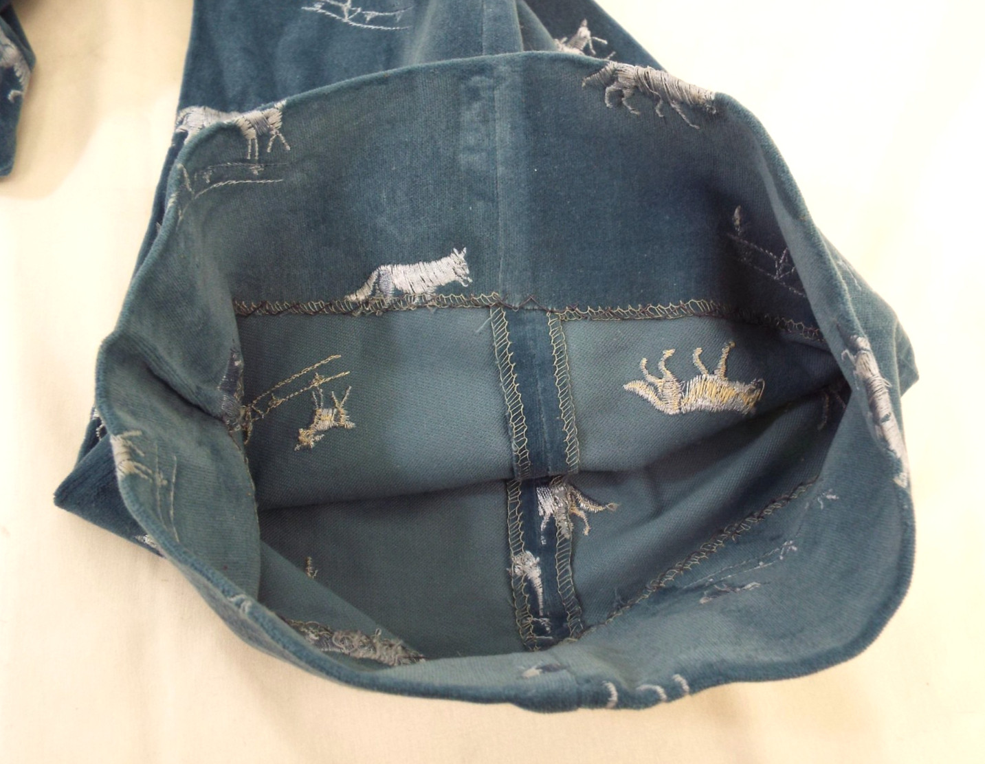 Vintage 1970s De Noyer Blue Cotton Velvet Pant Suit 38 Wolf Lamb James Borynack