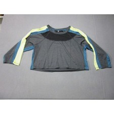 Free People Movement Womens XS Gray Neon Colorblock Long Sleeve Crop Top Active