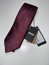Hugo Boss Mens Dark Red Geometric Tie - NWT