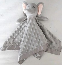 Grey Elephant Baby Blanket Lovey Security Satin Trim Back Minky Dot Pro Goleem