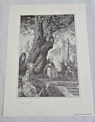 BERNIE WRIGHTSON Print - FRANKENSTEIN CEMETARY  - Signed/Limited - Top Condition