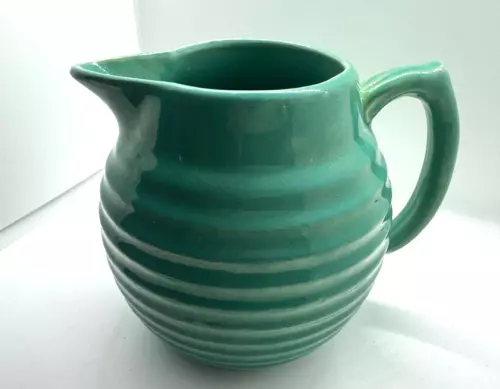 Vintage Bauer Pottery Green 2 Quart Pitcher Ring Pattern - EXCELLENT  CONDITION