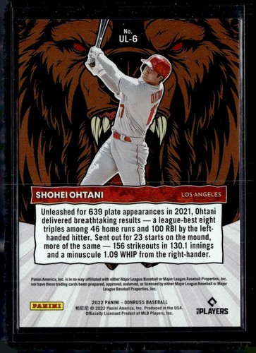 2022 Donruss #UL-6 Shohei Ohtani Unleashed Silver #234/349 - Picture 2 of 2