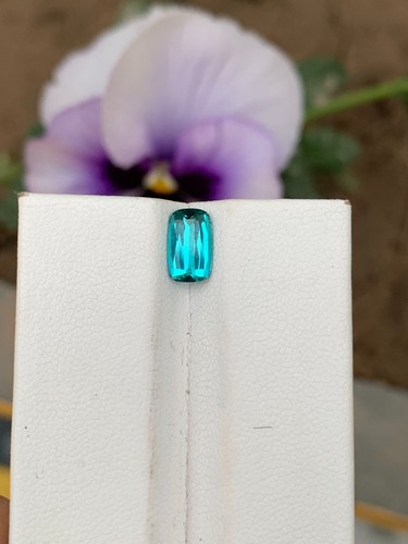 Top Good Color Indicolite Tourmaline 8mm Cushion Cut 1.20ct From Afghanistan. - Picture 12 of 24