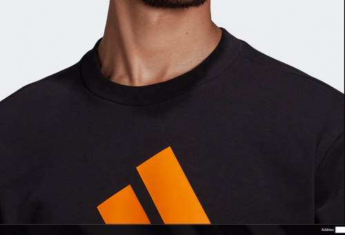 NWT MEN'S ADIDAS HA1391 SPORTSWEAR FUTURE ICONS BLACK/ORANGE SWEATSHIRT TOP $60 - Picture 5 of 6
