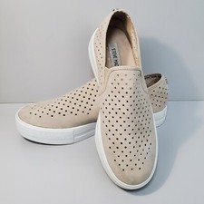 Steve Madden Shoes Women's 9.5 M, Beige Owey Slip-On Perforated Comfort Sneaker