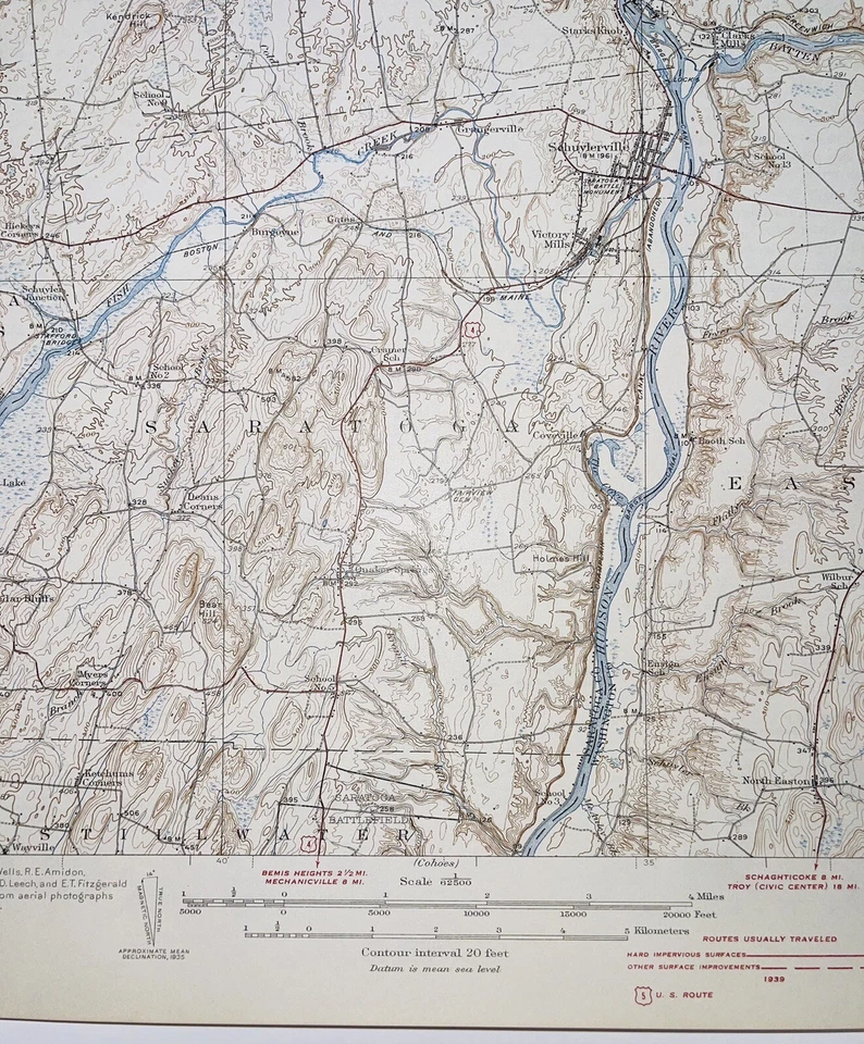 Schuylerville NY Topography Map, Saratoga, Wilton, Saratoga Lake, Hudson River - Image 3 of 4