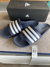 Brand New Mens Adidas Adilette Comfort Soft Slides Blue White GZ5892 Sz. 18