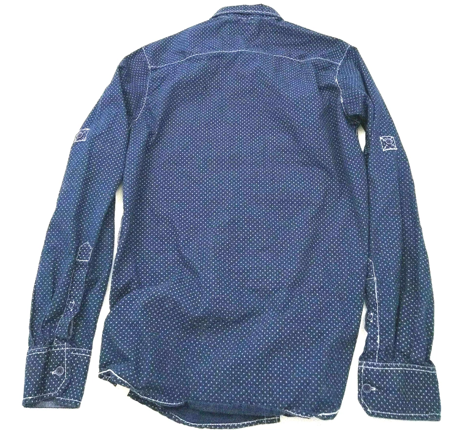 Free Planet Shirt Long Sleeve Causal Button Up Small Dark Blue Cotton - Image 3 of 4