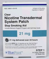 BluePoint Nicotine Transdermal System Patch 21 MG Step 1 , 14 Patches Exp. 05/27