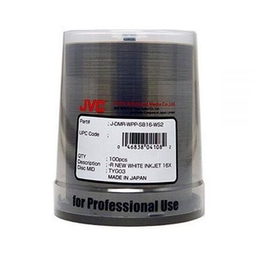 300 JVC TAIYO YUDEN TY WHITE INKJET HUB CD-R,52X, WATERSHIELD J-CMR-WPP-S816-WS2 - Picture 1 of 1