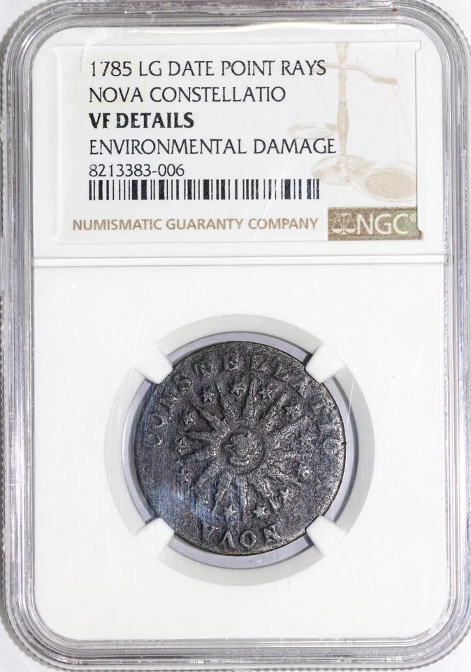 1785 Large Date Pointed Rays Nova Constellatio Copper NGC VF Details Env. Damage - Image 3 of 4