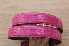 Pink Genuine CROC LEATHER Skin Men's Belt - W 1.3 inch