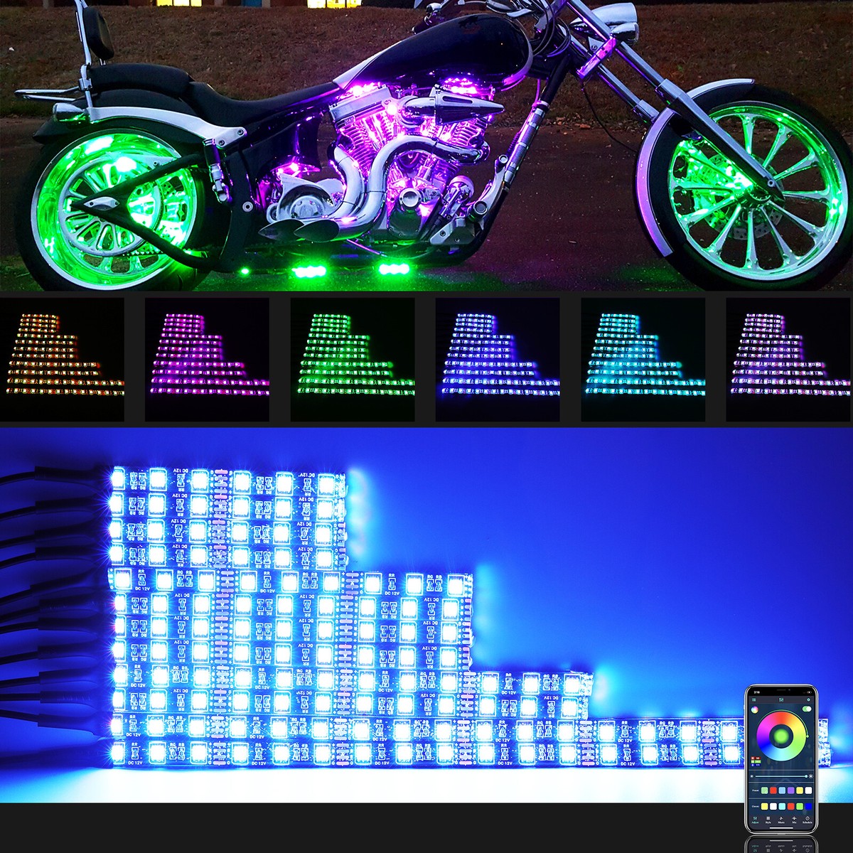For Kawasaki Z650 ZX6R ZX10R ZX14R Motorcycle RGB LED Neon For Kawasaki Z650 ZX6R ZX10R ZX14R Motorcycle RGB LED Neon
