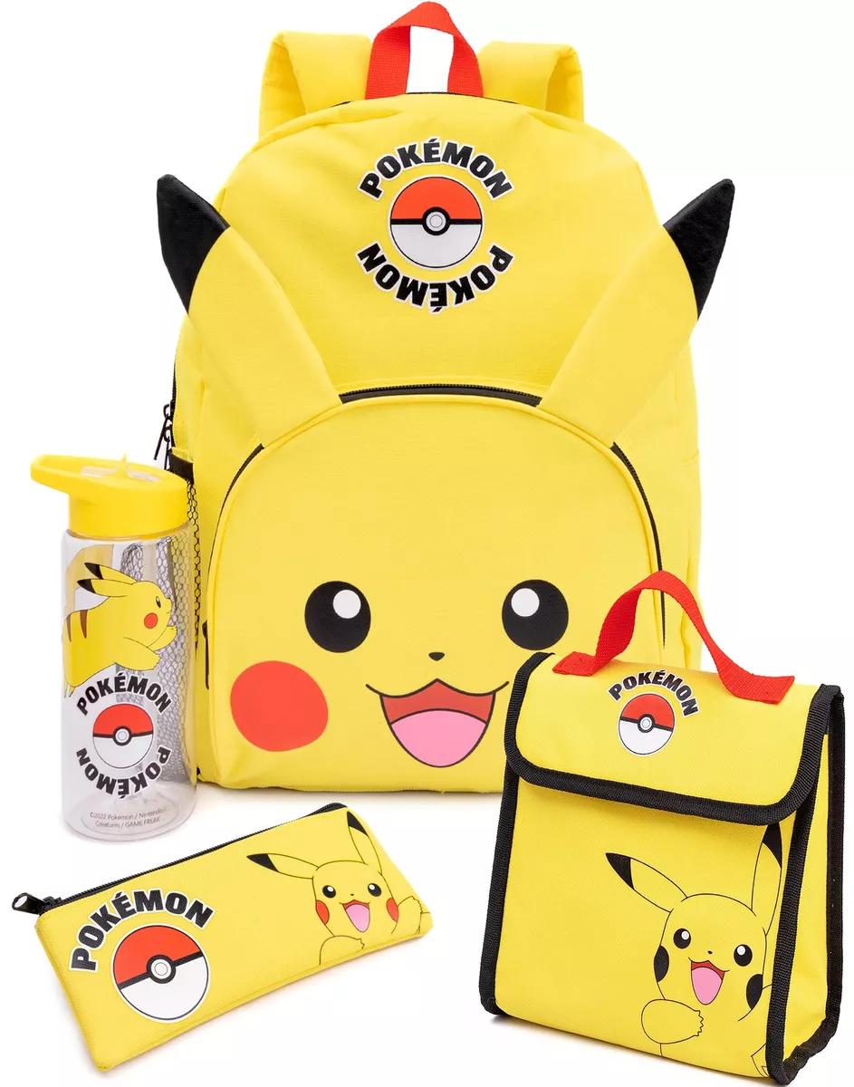 Set zaino Pokemon Pikachu bambini 4 pezzi scatola pranzo set bottiglia  d'acqua t