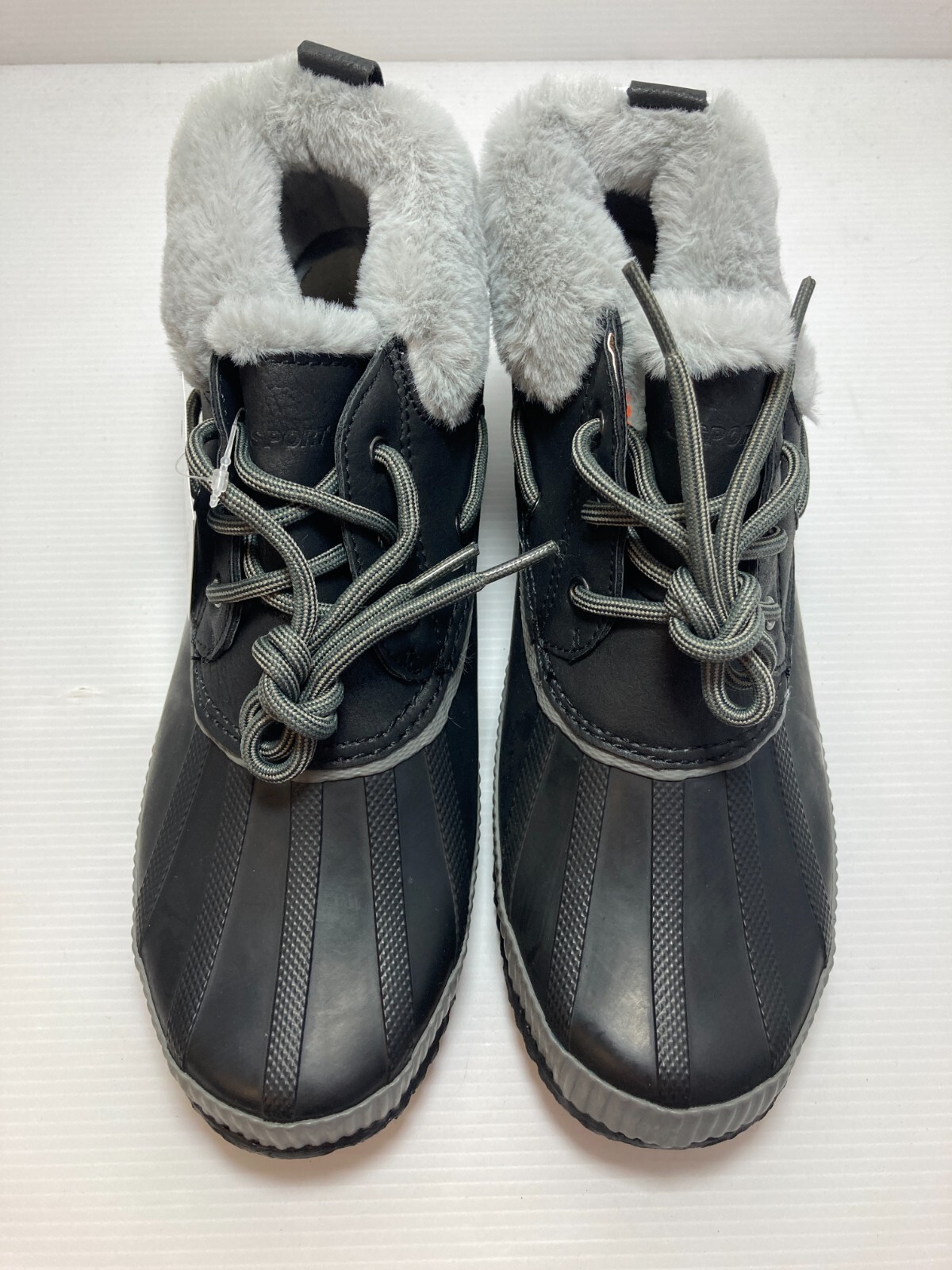 JSPORT Women's Mary Ankle Boots Rubber W/ Fur Trim Black Pick Size