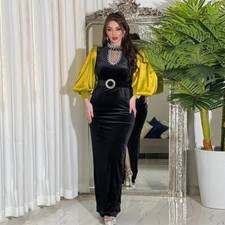 Elegant Women Long Sleeve Maxi Dress Velvet Kaftan Turkey Evening Caftan Islamic