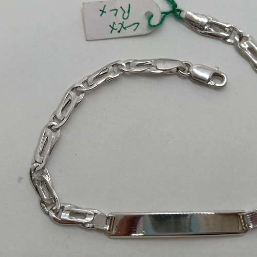 BRACCIALE DA UOMO A MAGLIA CON TARGHETTA IN ORO BIANCO 18KT 5,15 GRAMMI (0615) - Foto 3 di 9