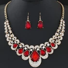 Rhinestones Raindrops Water Droplets Silver Statement Necklace Earrings Set
