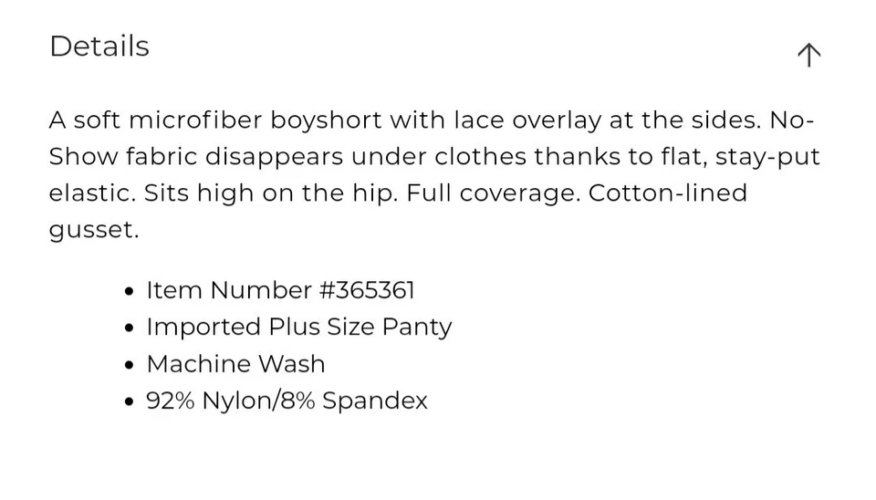Panty corto Lane Bryant gris pizarra no show microfibra para niño con encaje talla grande 18/20 Foto 4 de 4