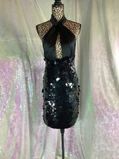 Alice + Olivia Dedra Black Sequined Mini Dress Sz 12 AUTHENTIC NWT