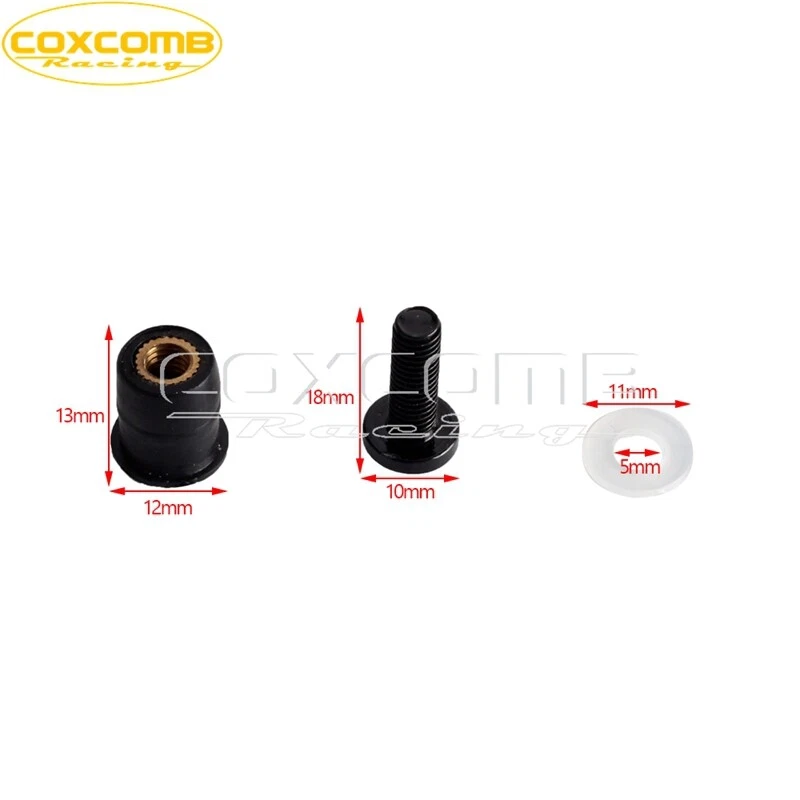 10x M5 5mm Motorcycle Fairing Bolts Spire Speed Fastener Clips Screw Spring Nuts — 第 2/4 张图片