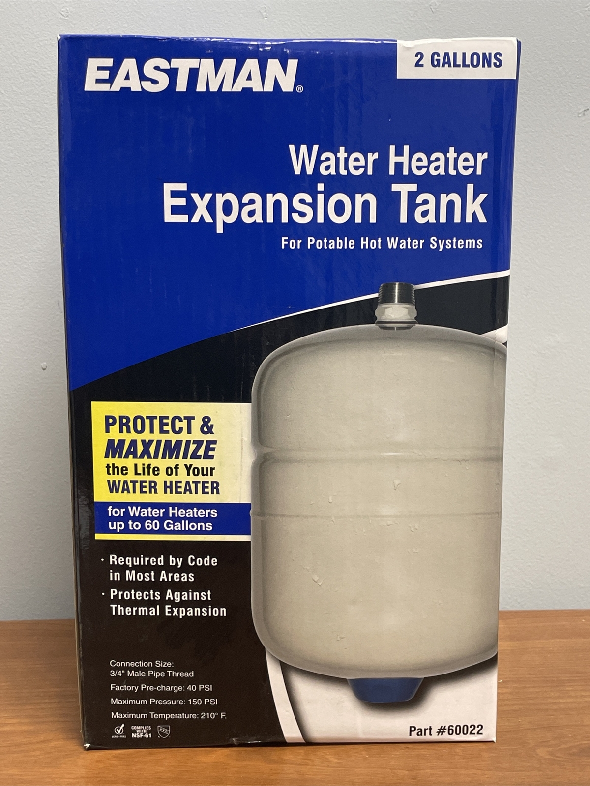 Eastman 60022 White Stainless Steel Thermal Expansion Tank 2 gal. - S11