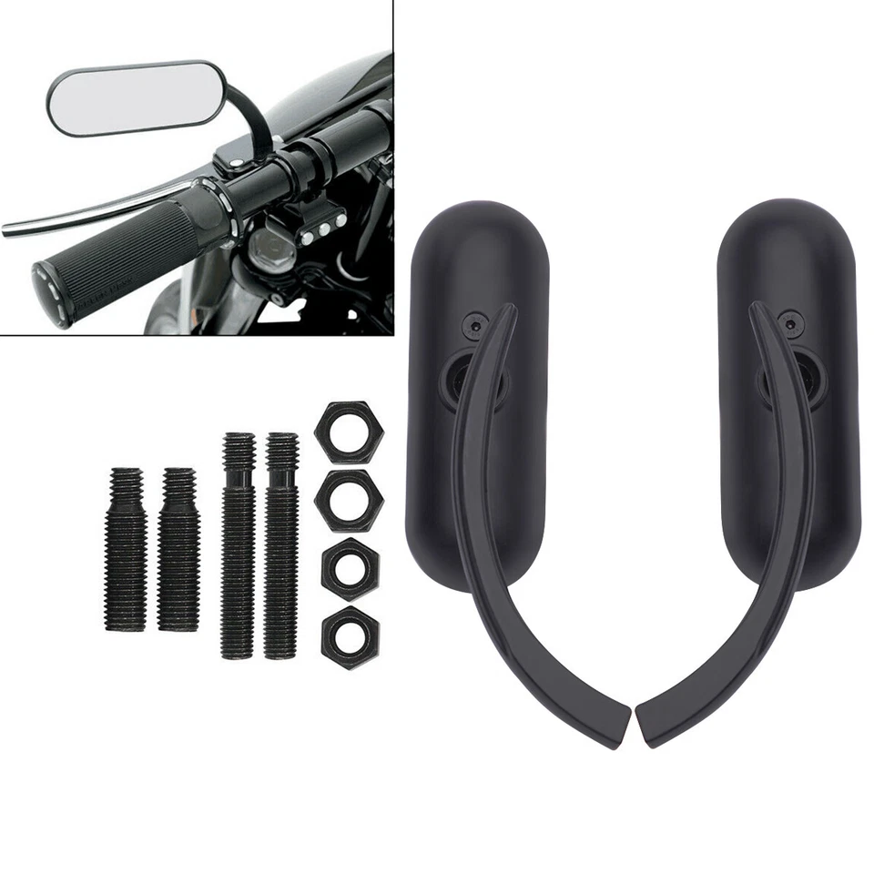 Espejos retrovisores de motocicleta negro mate para Harley Road King Street Glide Softail Dyna Foto 4 de 4