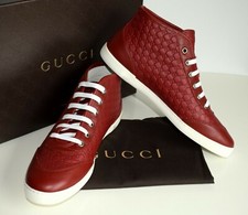 GUCCI Mujer Zapatos Tenis Microguccissima Cuero Rojo EU 34,5; UK 2,5; US 4,5