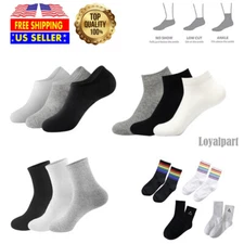 Lot 1-12 Pairs Mens Womens Ankle Socks Sport Cotton Crew Socks Low Cut Invisible