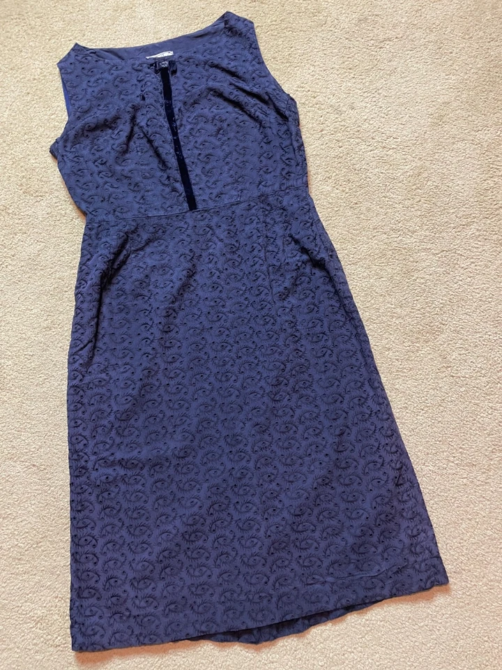 Vestido midi vintage años 50 60 A LADY PETITE algodón con ojales sin mangas S/M Foto 2 de 4