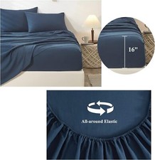 Luxury Soft 1000/1200 ThreadCount EgyptianCotton Navy Blue Solid All Bedding Set