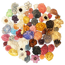 Wood Flowers Bouquet Multi Color Types Handmade with Stems DIY Easy Assemble 14 